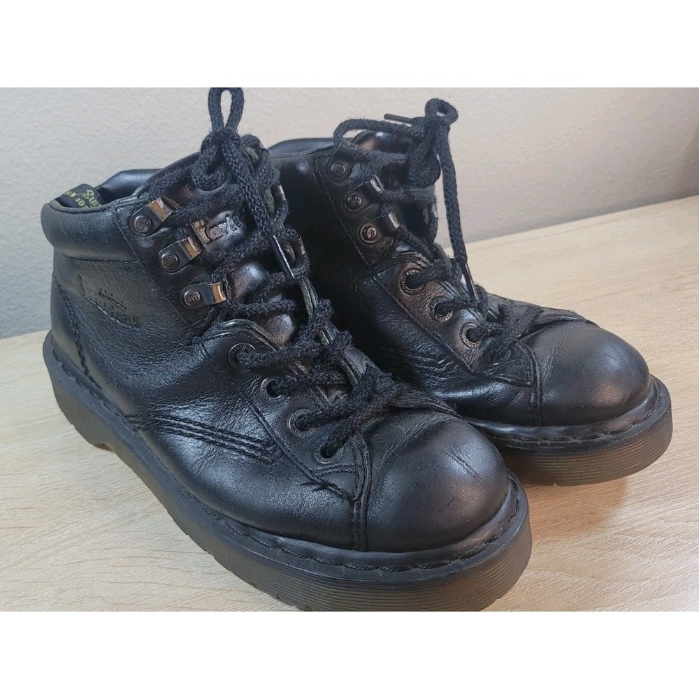 Dr. Martens Black Leather Ankle Boots Women's 8 Men's 7 Speed Hooks